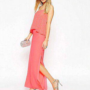 NWT Needle & Thread Embellished Tiered Geo Maxi Dress Size 2